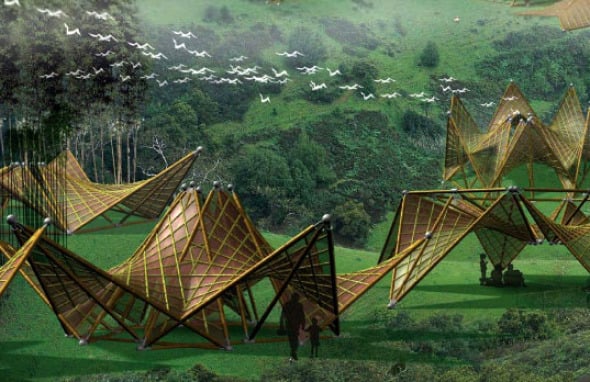 Después del desastre. Innovadoras arquitecturas plegables de bambú y papel