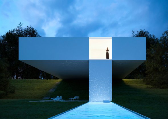 Casa minimalista em forma de T