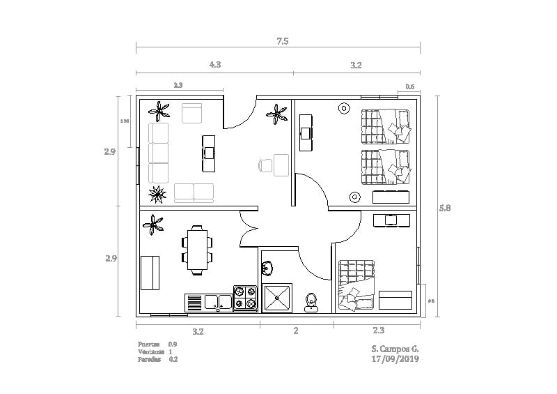 plano de casa 1 piso