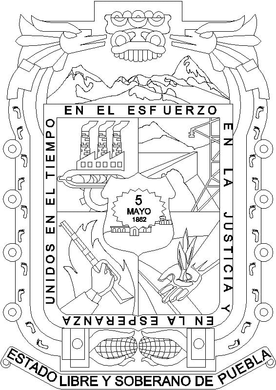 Escudo Del Estado De Puebla, Mexico