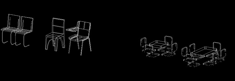 bloques de sillas y mesas
