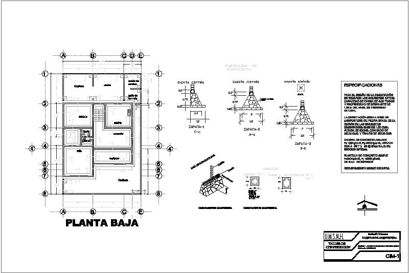 plano estructural casa habitacion