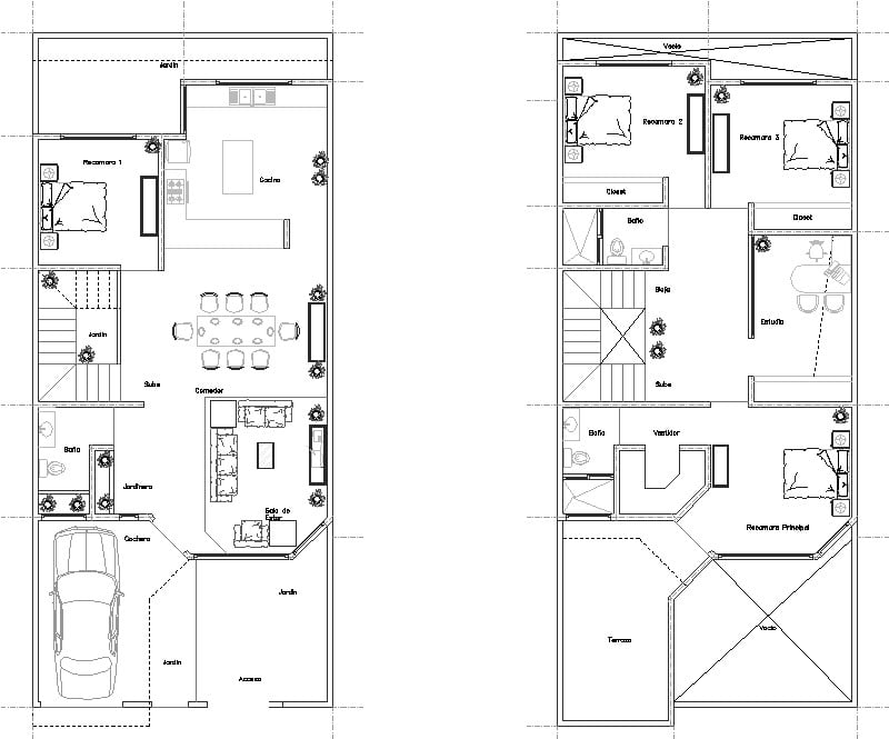 Casas de Dos Niveles - Descarga GRATIS de planos, archivos y bloques sobre  arquitectura y construcción - Buscador de Arquitectura