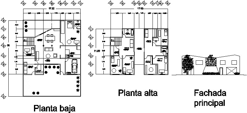 Casa residencial plantas y fachada