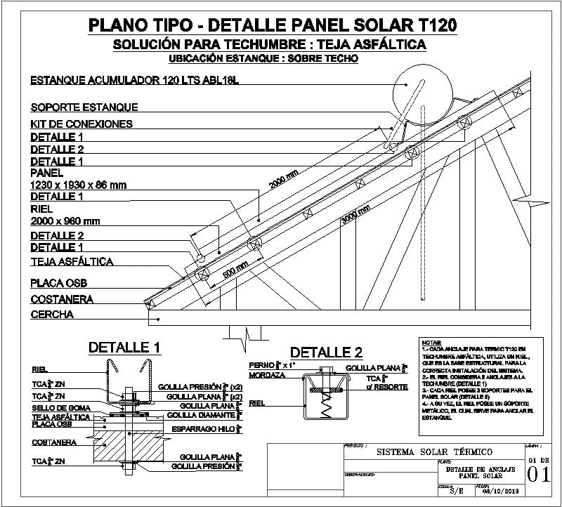 detalle anclaje panel solar