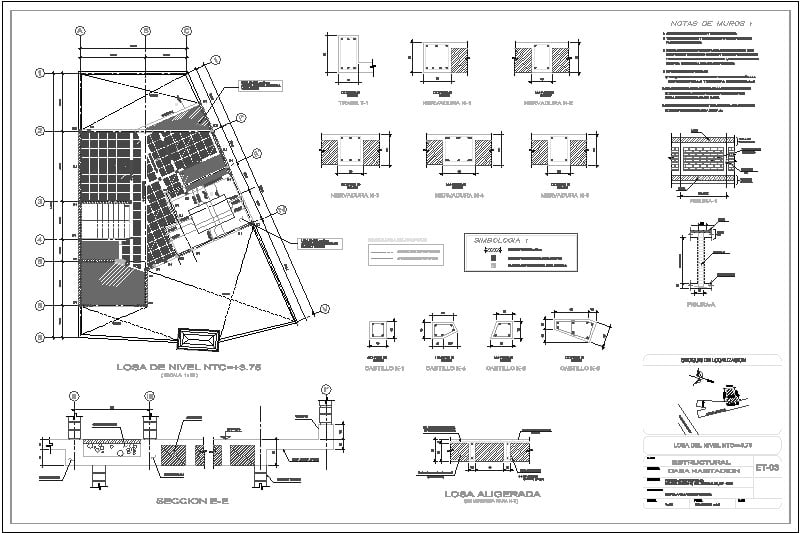 plano estructural ejecutivo de losa reticular de casa-habitacion