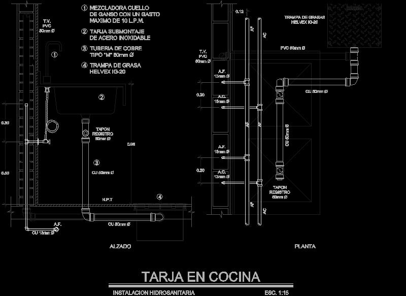 Detalle De Conexión De Tarja De Cocina