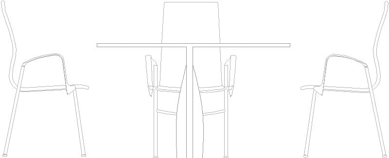 mesa en alzado con sillas